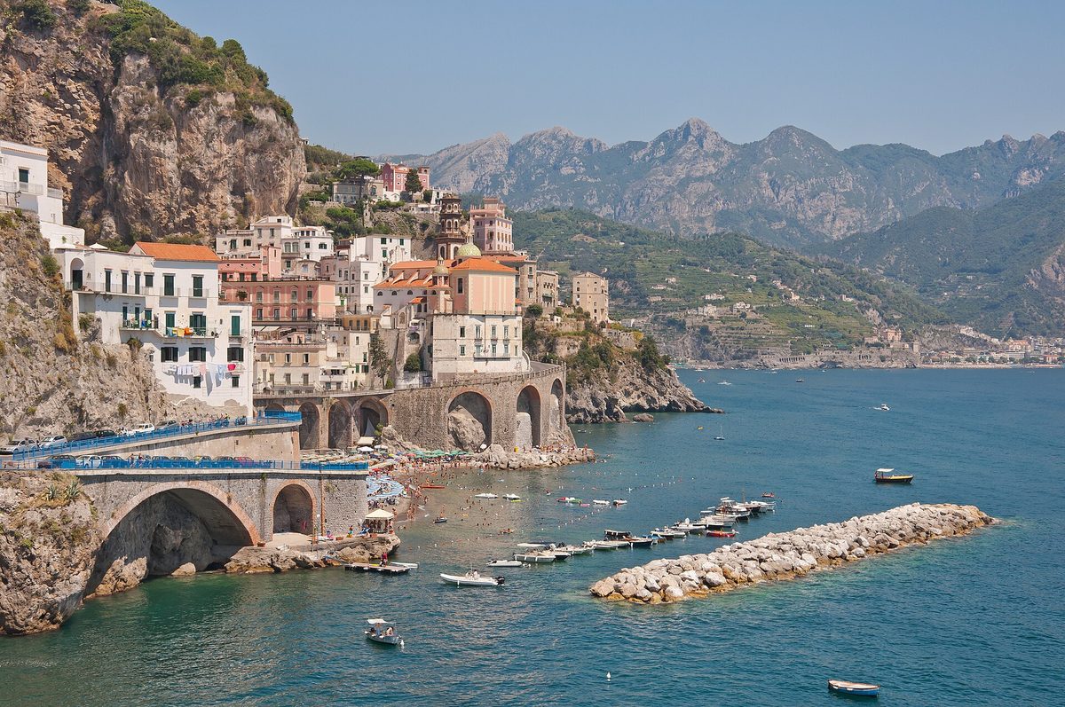 The Amalfi Coast, to the south.