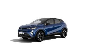 Renault Captur Hybrid front three-quarter view in blue on a white background